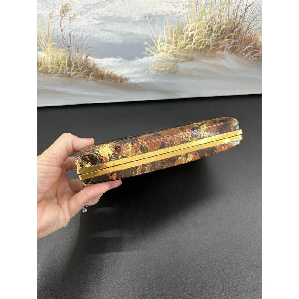 Vintage Mele Clamshell Jewelry Box For Earrings Travel Case Organizer